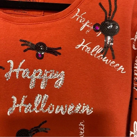 Halloween Tee Onque Casuals Orange Sequin Spider – Large - Picture 2 of 8